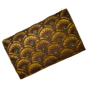 Vintage Beaded Gold and Turquoise Clutch from India